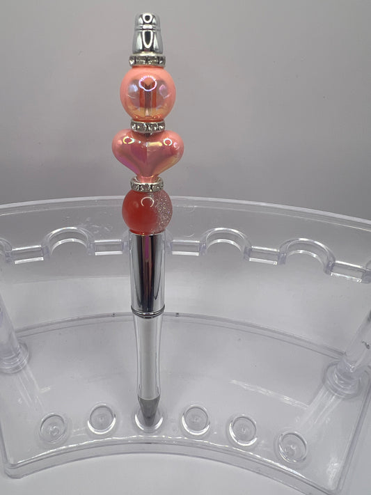 Coral Heart Beaded Pen