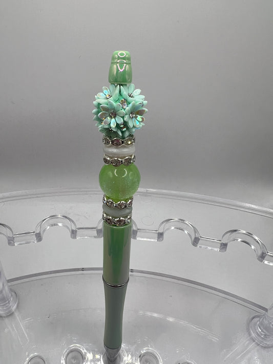 Green Flower Beaded Pen