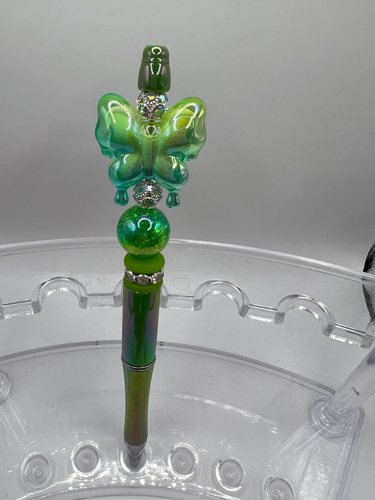 Green Butterfly Beaded Pen