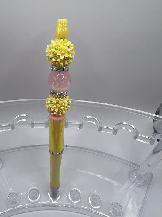 Yellow Flower Beaded Pen