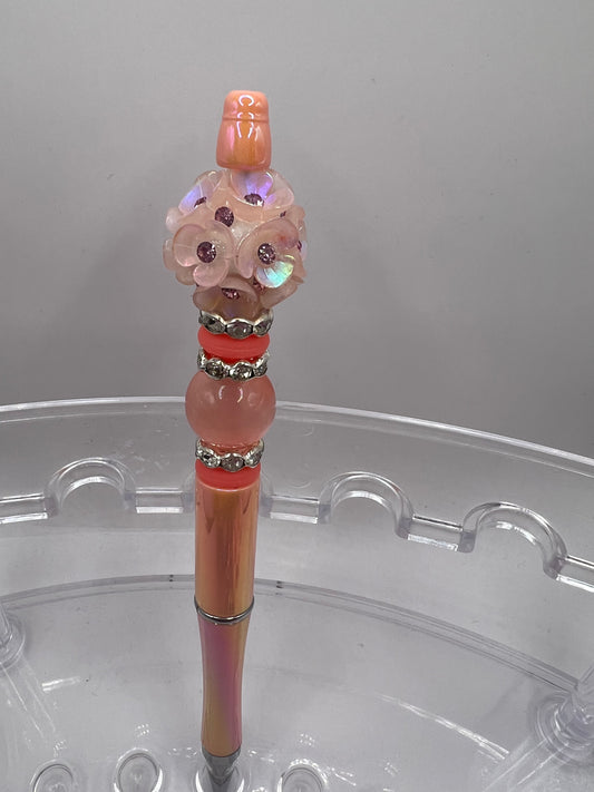 Pink Flower Beaded Pen