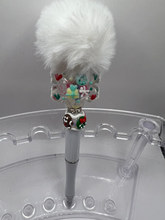 Christmas Snowflake Shaker Beaded Pen