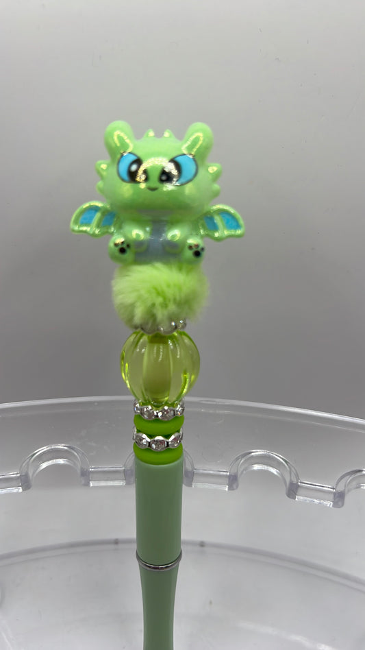 Green dragon beaded pen