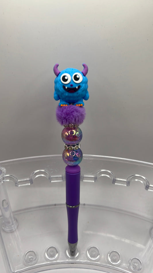 Blue monster beaded pen