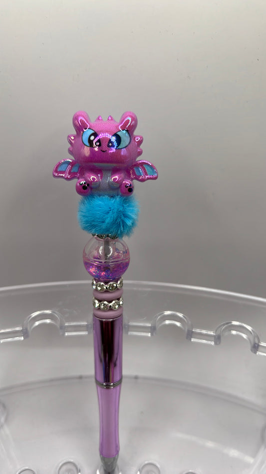 Purpleish Pink dragon beaded pen