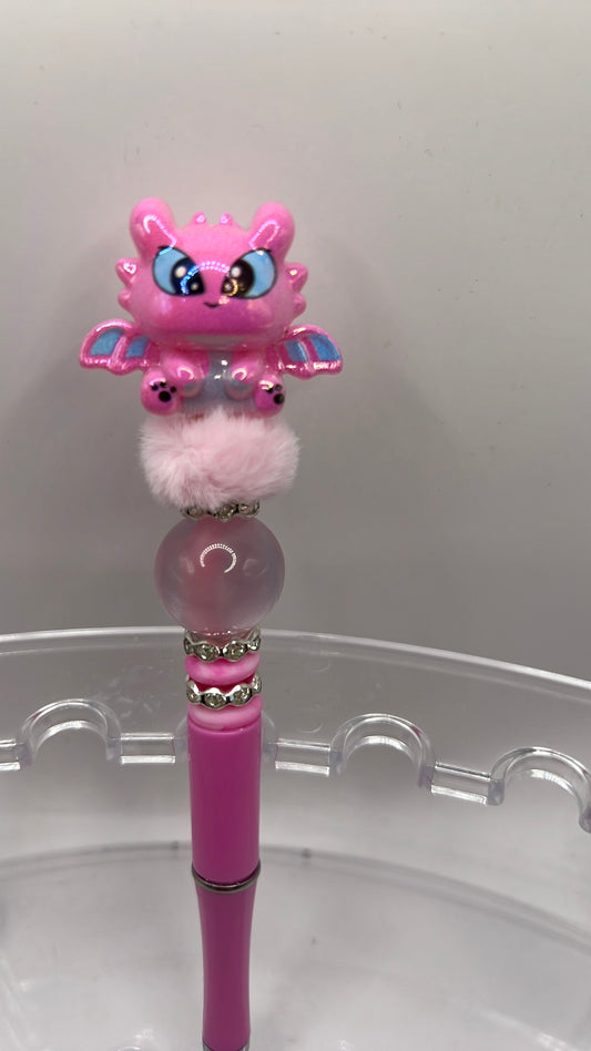 Pink dragon beaded pen