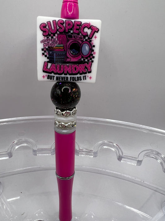 Suspect complains of a laundry, but never does it Beaded Pen