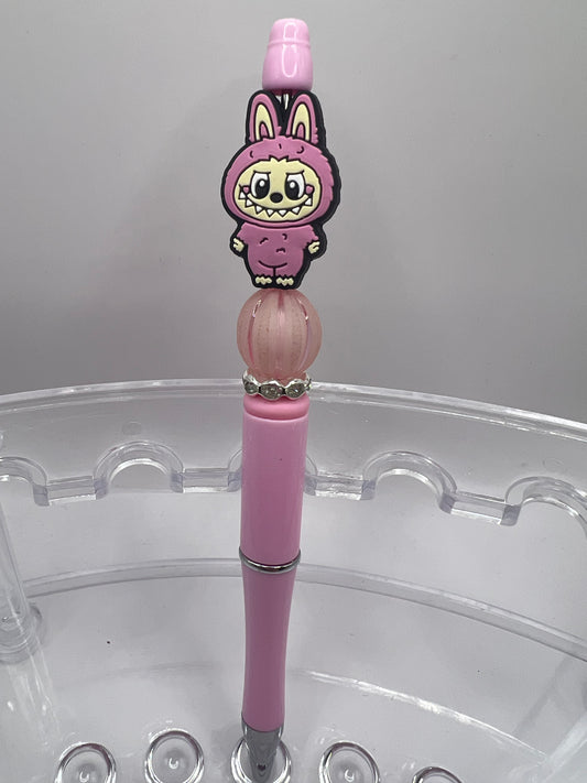 Pink Labubu beaded pen