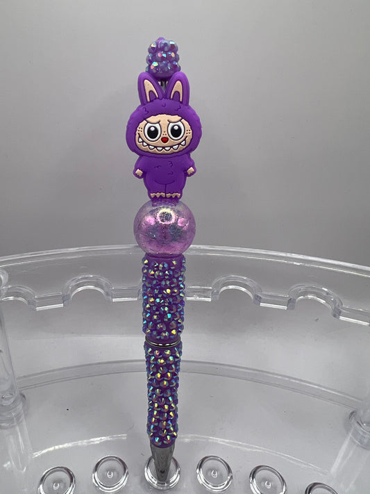 Purple Labubu beaded pen