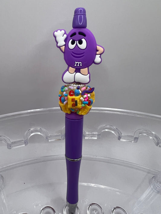 Purple M & M beaded pen