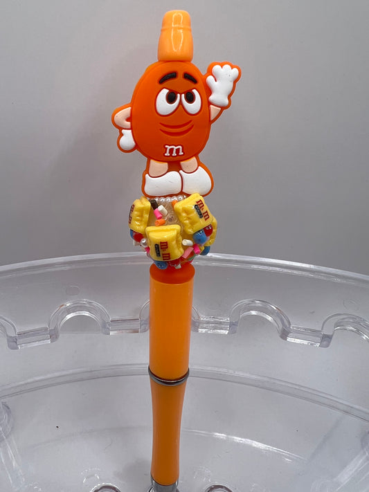Orange M & M beaded pen