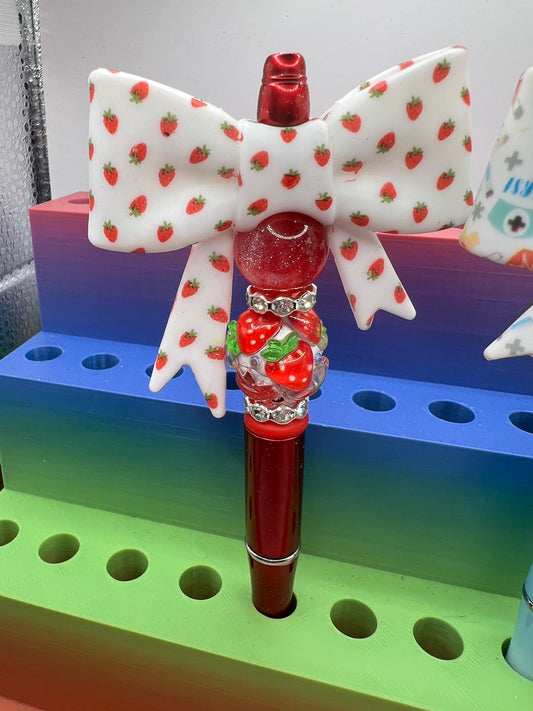 Strawberry Bow  beaded pen