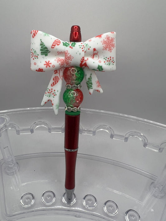 Christmas Bow  beaded pen
