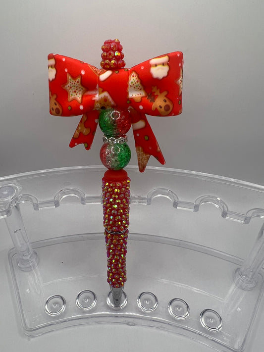 Christmas Bow  beaded pen