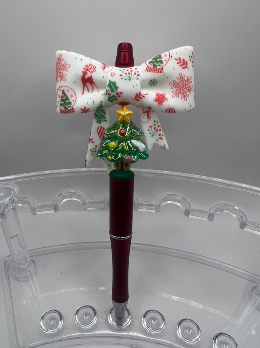 Christmas Bow  beaded pen