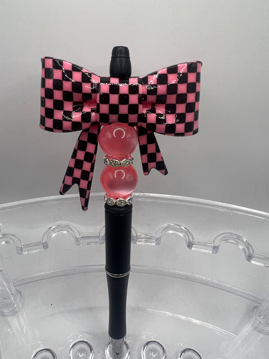 Black and pink Bow  beaded pen