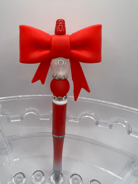 Red Bow Beaded Pen