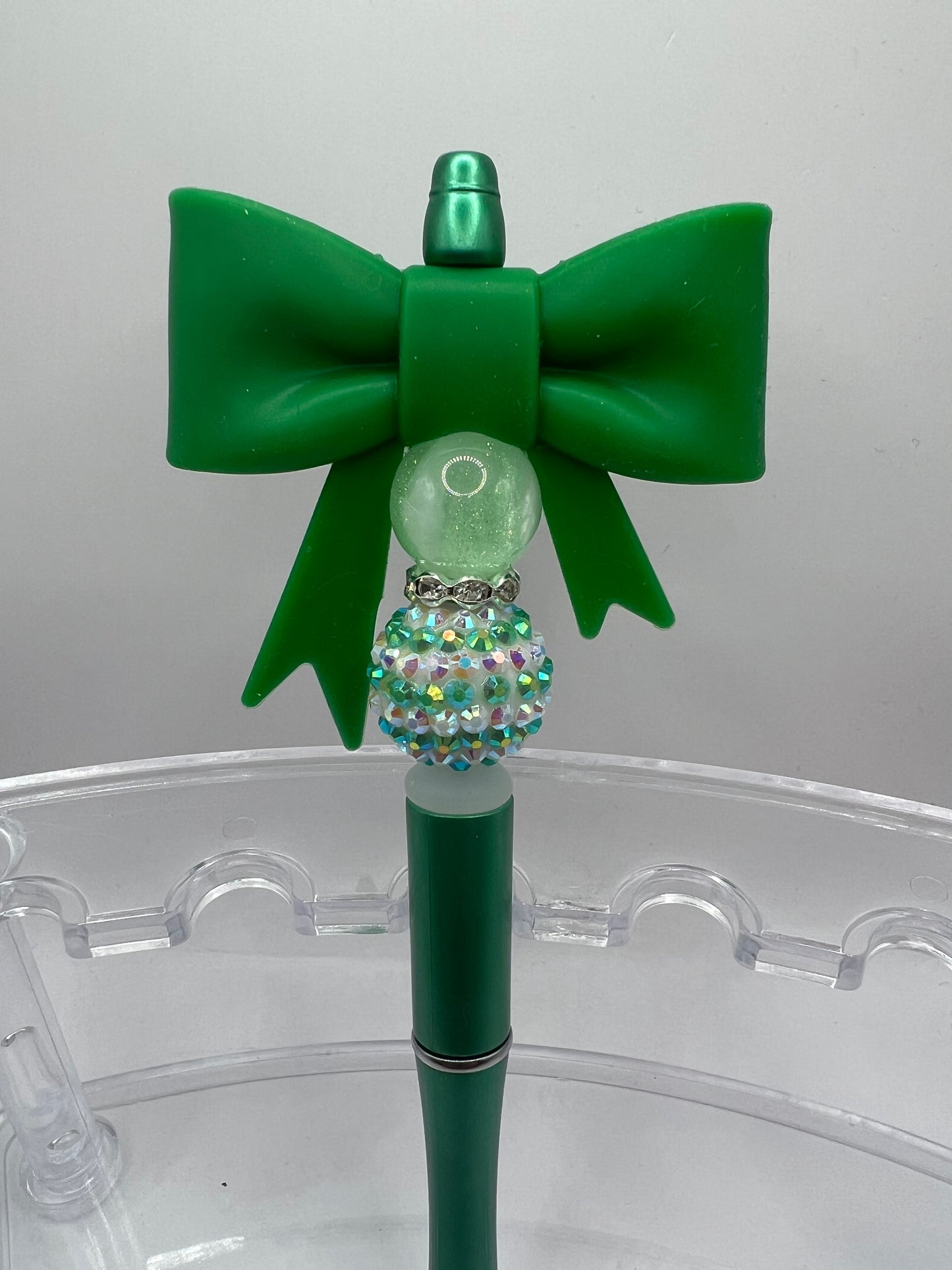 Green Bow Beaded Pen