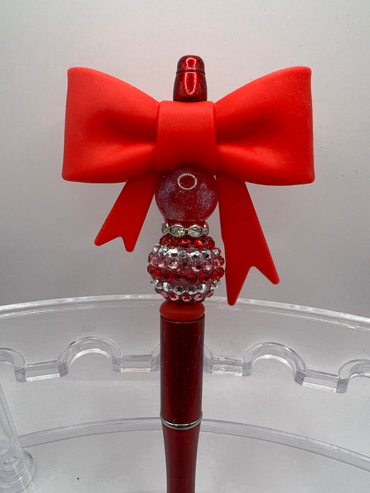 Red Bow Beaded Pen