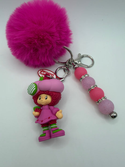 Raspberry tart keychain or purse charm