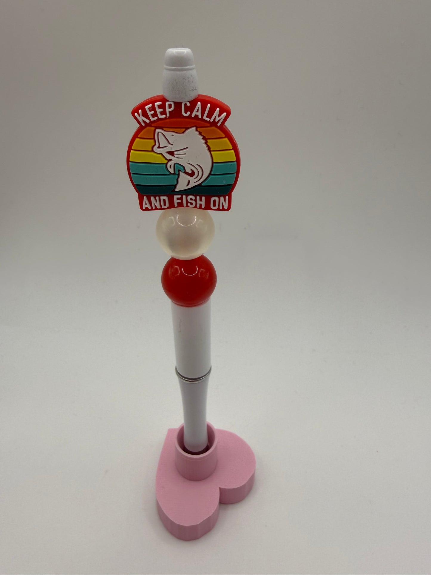 Keep calm and fish on beaded Pen