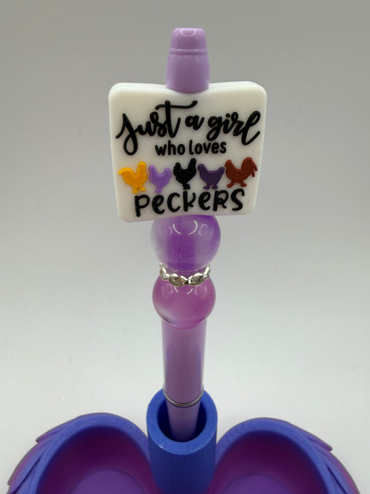 Just a girl that loves Peckers beaded Pen