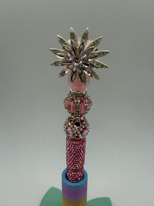 Pink flower that spins Beaded Pen