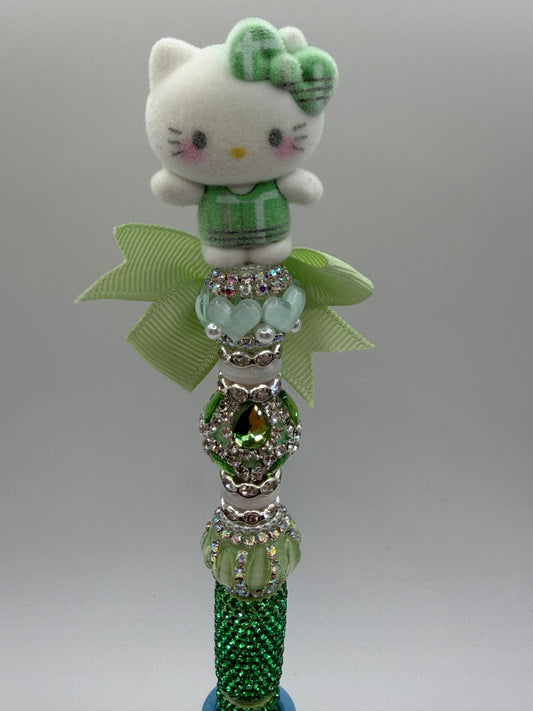 Hello Kitty beaded Pen Green