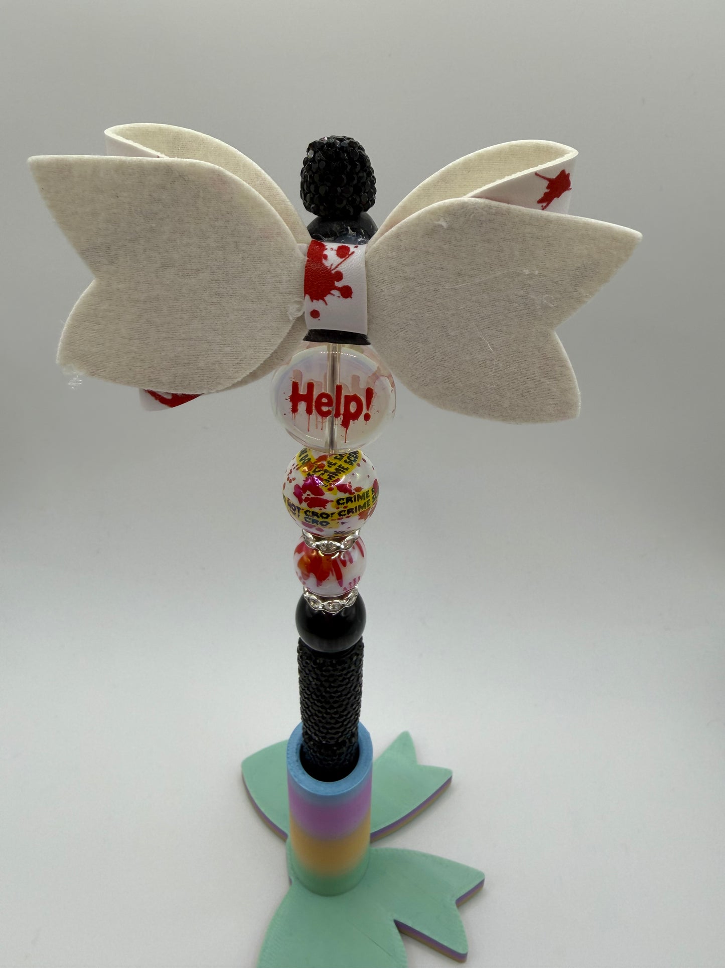 Ghost Face Bow Beaded Pen