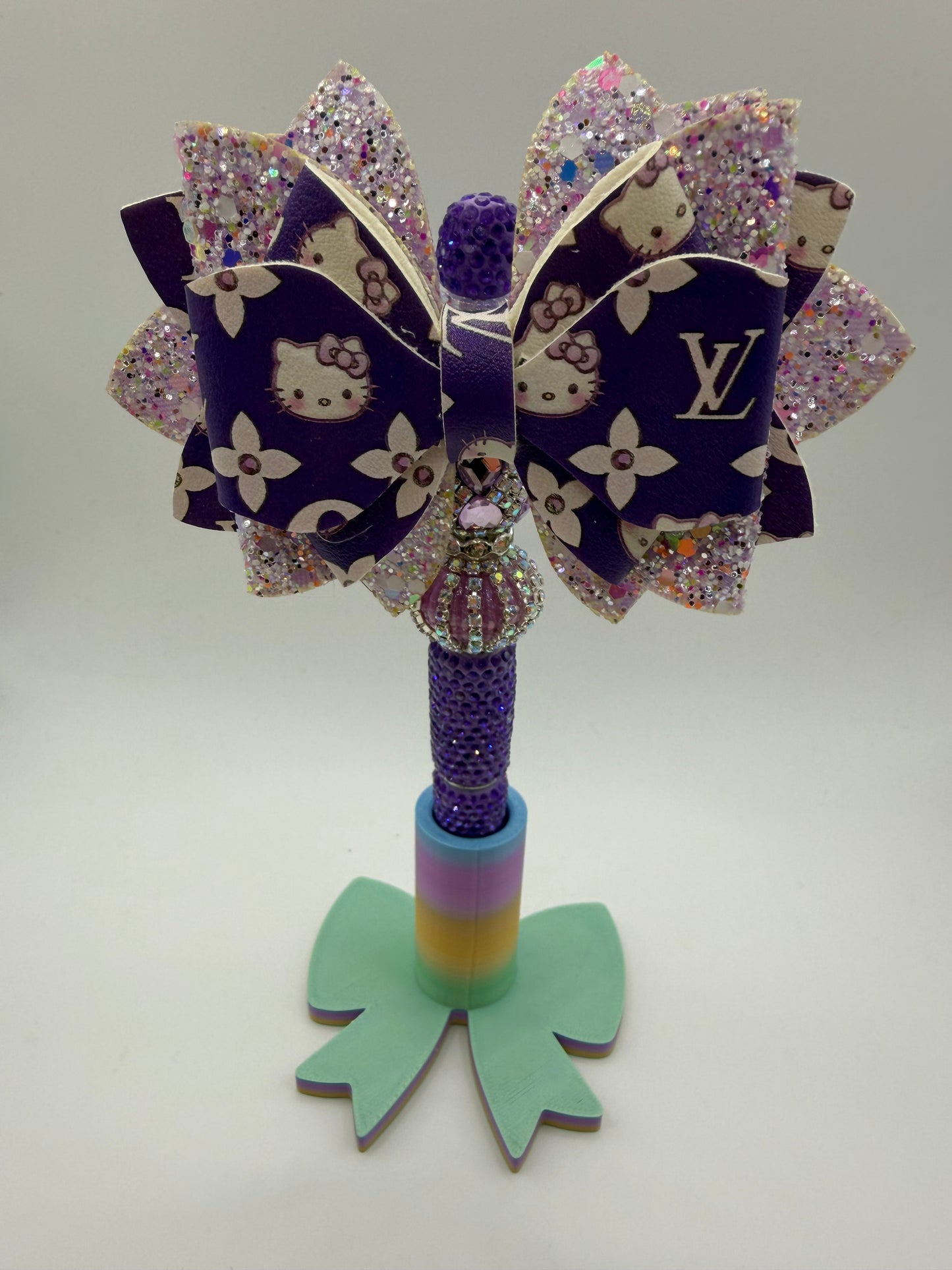 Purple Hello Kitty Bow Beaded Pen