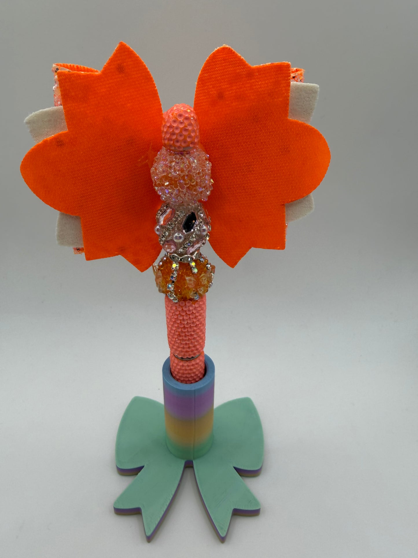 Coral Hello Kitty Bow Beaded Pen