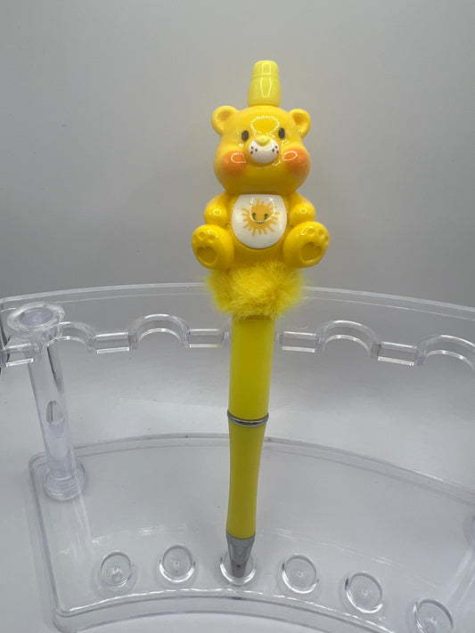 Yellow Care Bear Beaded Pen