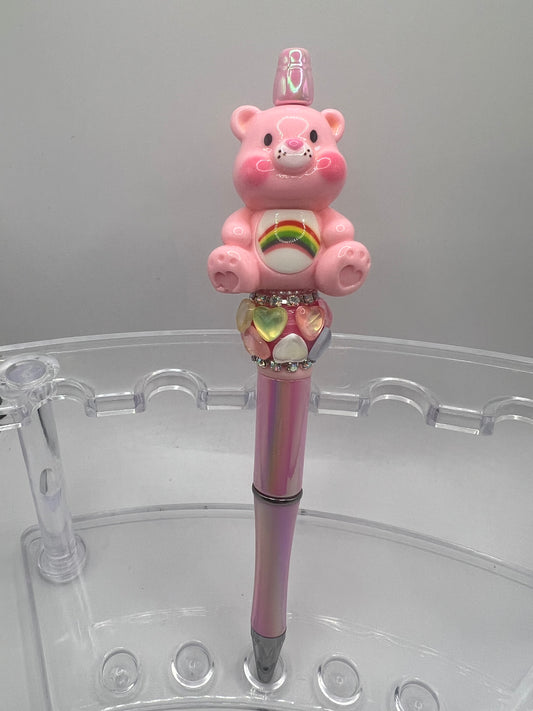 Pink Care Bear Beaded Pen