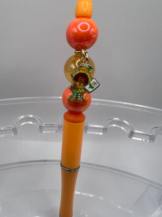 Orange Blossom Charm Beaded Pen