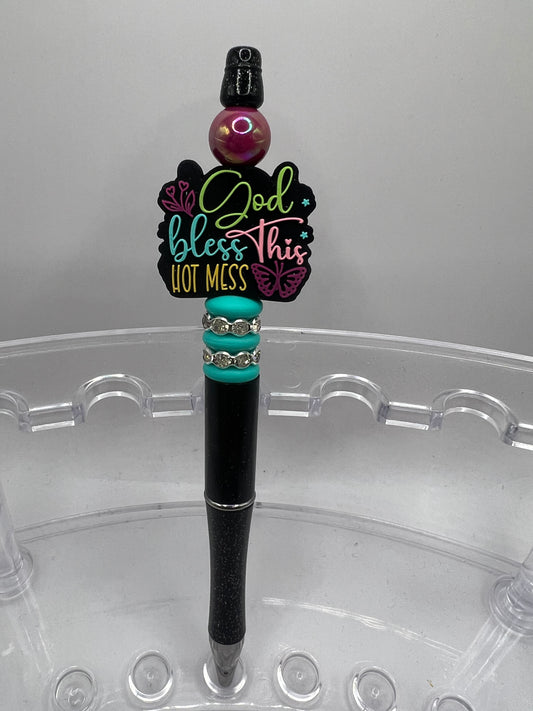 God bless this hot mess beaded pen