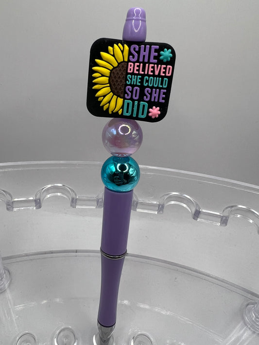 She believed she could so she did, beaded pen