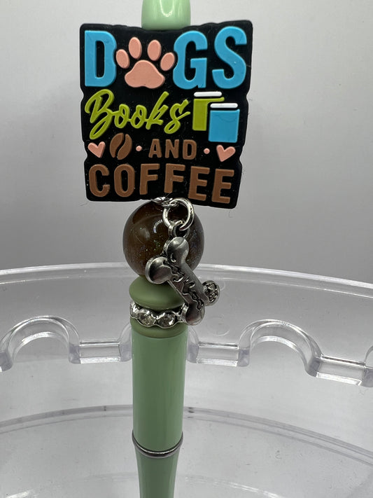 Dogs, books and coffee beaded pen