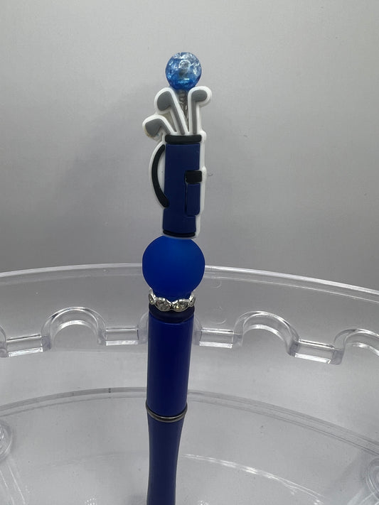 Blue golf bag beaded pen