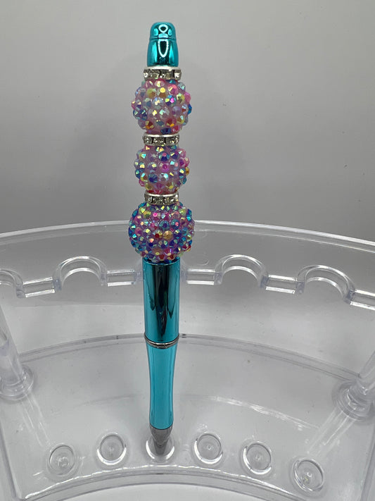 Teal beaded pen