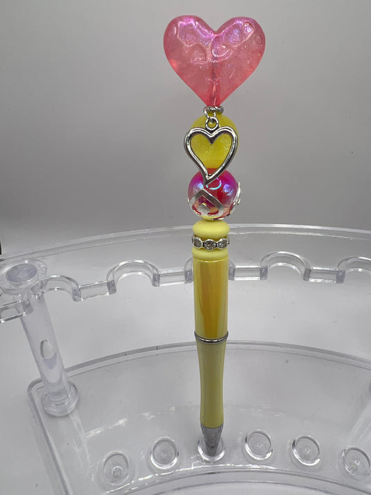 Heart Pink Beaded Pen w/ charm