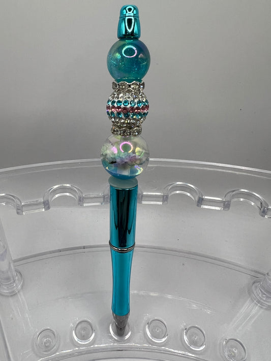 Teal Cloud Beaded Pen