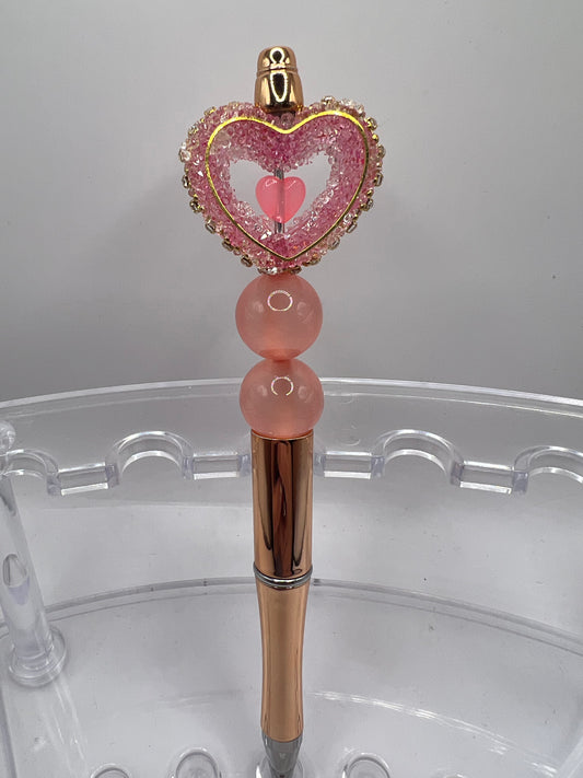 Heart- Rose Hold Beaded Pen