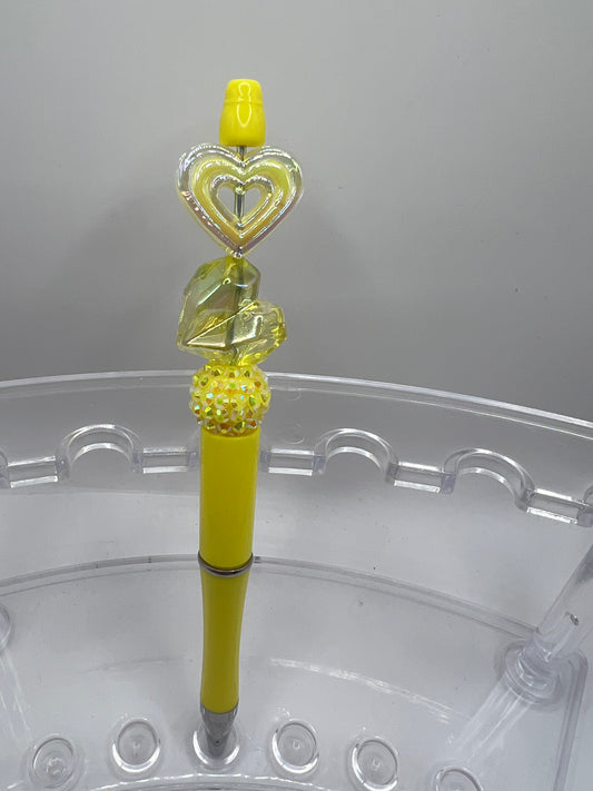 Yellow Heart Beaded Pen
