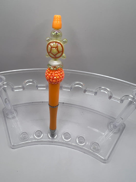 Turtle-Orange Beaded Pen