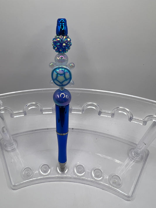 Turtle- Blue Beaded Pen