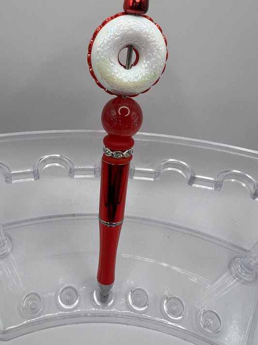 Donut-Red Beaded Pen