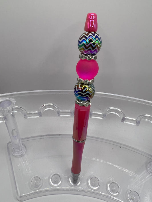 Pink Zig Zag Beaded Pen