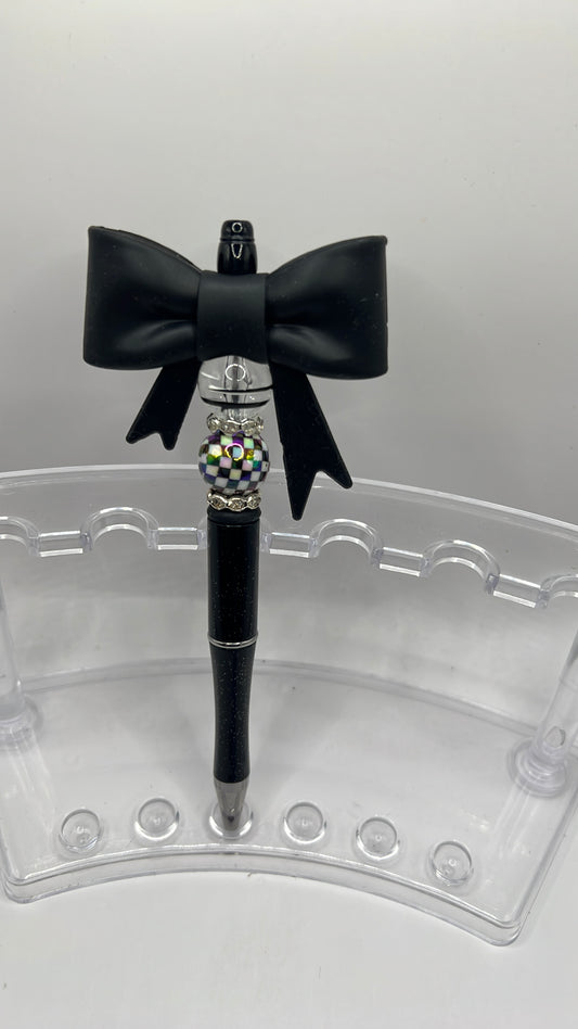 Black Bow Beaded Pen