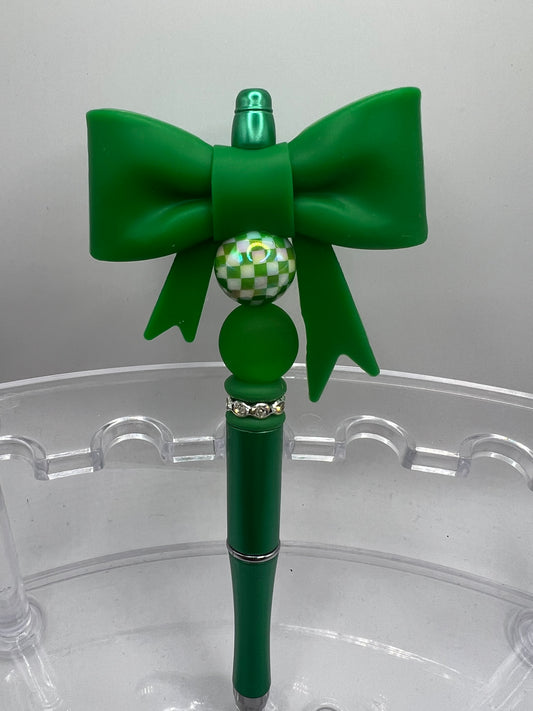 Green bow beaded pen