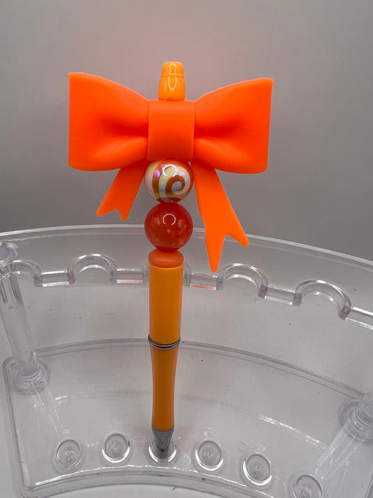 Orange bow beaded pen